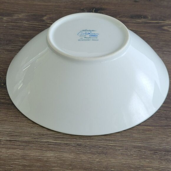 Vintage Noritake Maplewood Round Serving Bowl, Blue & Tan Autumn Leaves, c.1960s - Picture 8 of 11